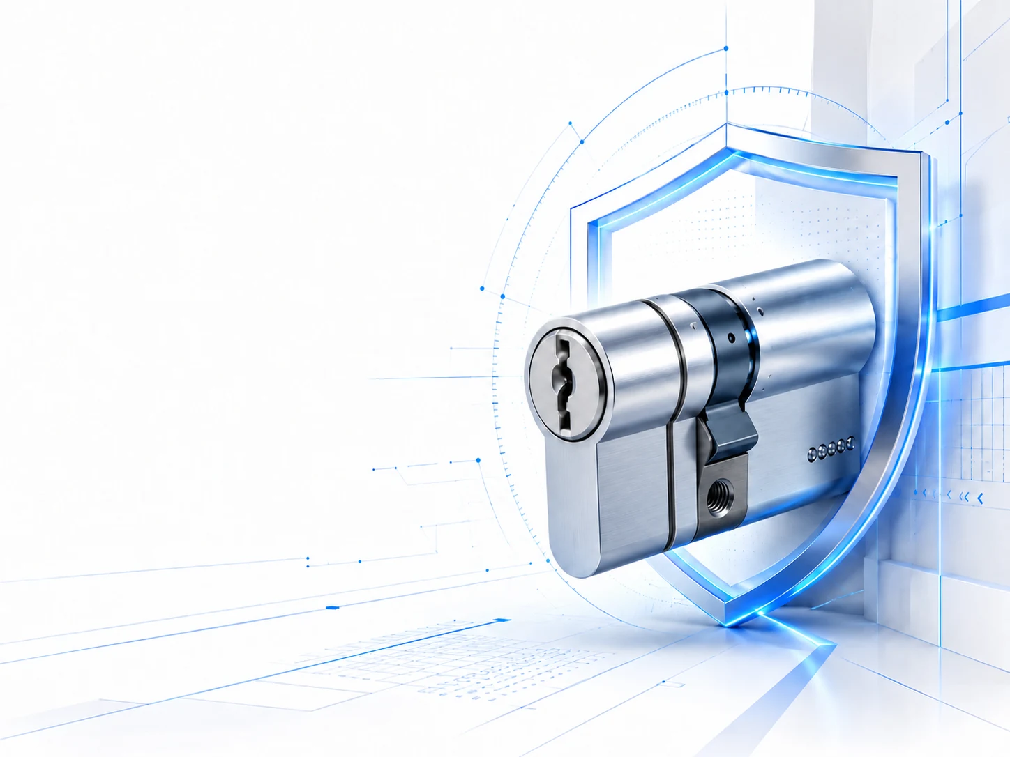 Anti-snap lock cylinder with a shear groove in front of a security shield, fitted by Fort Secure in Nottingham